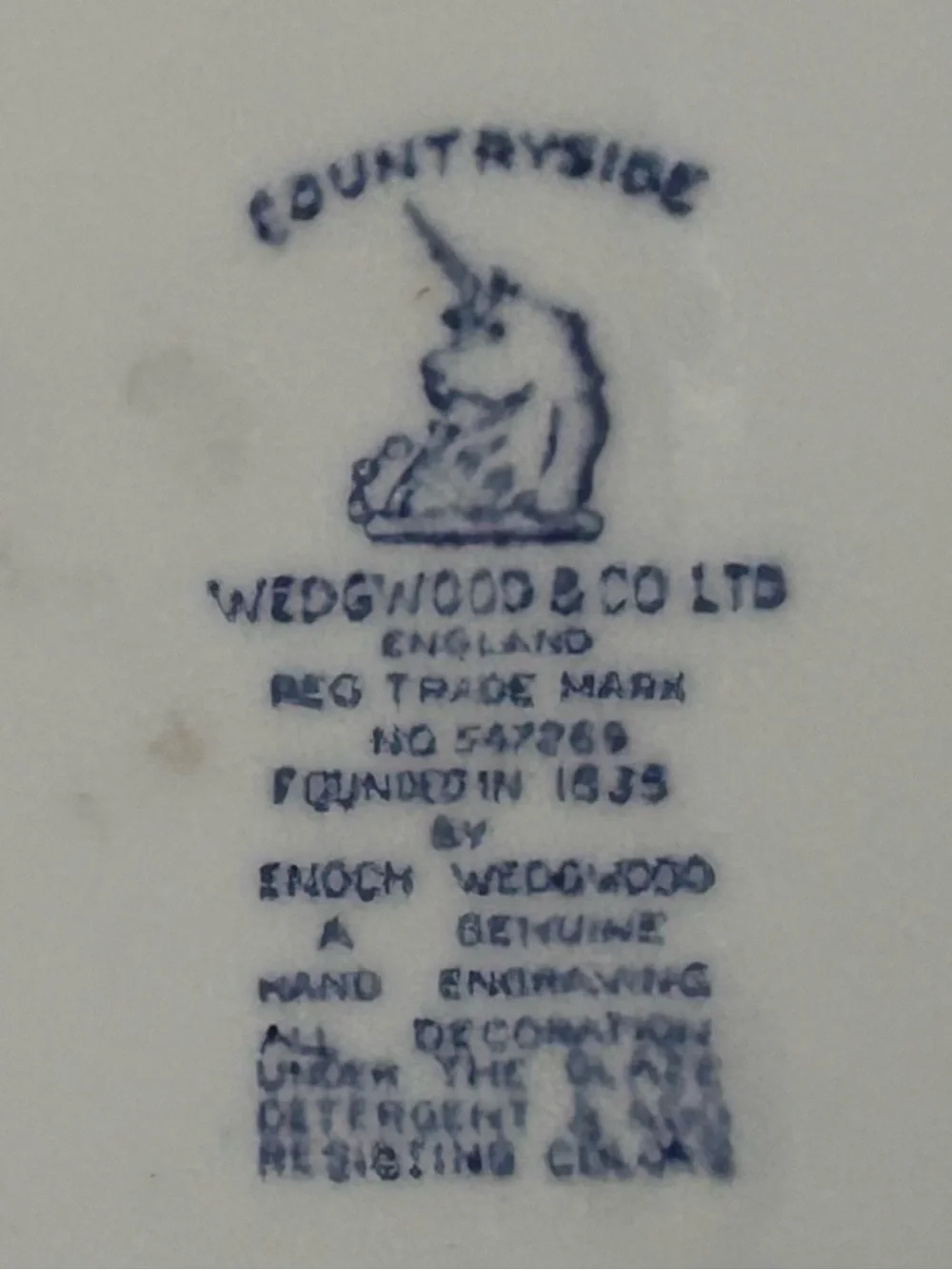 Vintage Enoch Wedgwood (Tunstall) Ltd. Countryside Blue n White 10